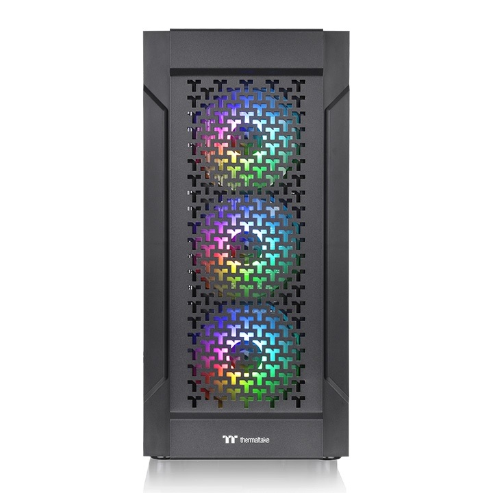 Thermaltake Versa T27 TG ARGB Midi Tower Nero con Vetro Temperato, Ottimizzato per Flusso d'Aria, Compatibile ATX