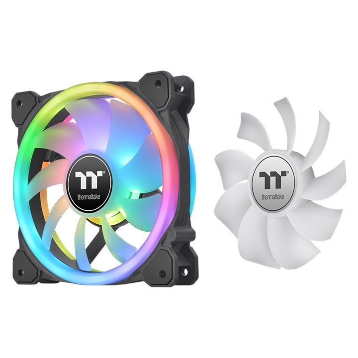 Thermaltake SWAFAN 12 RGB Ventilatore per Computer 12 cm Nero - Confezione da 3, Velocità Max 2000 Giri/min, Rumorosità 30,5 dB, Flusso d'Aria 53,02 pdc/min