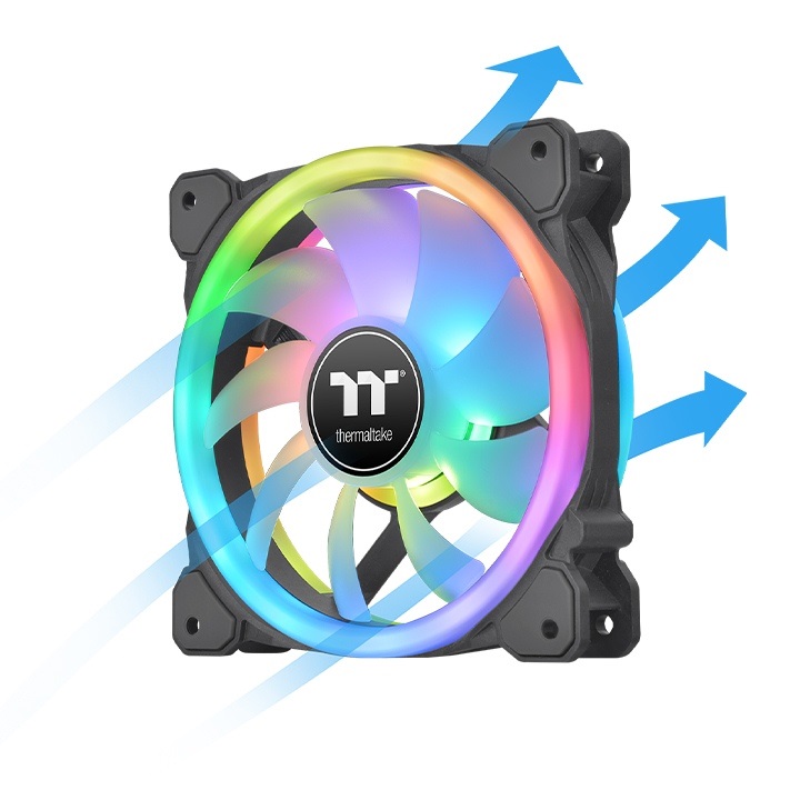Thermaltake SWAFAN 12 RGB Ventilatore per Computer 12 cm Nero - Confezione da 3, Velocità Max 2000 Giri/min, Rumorosità 30,5 dB, Flusso d'Aria 53,02 pdc/min