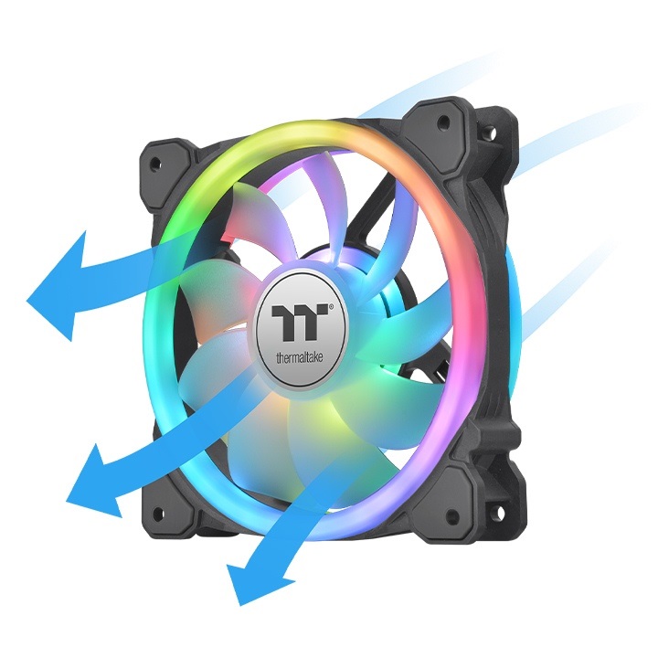 Thermaltake SWAFAN 12 RGB Ventilatore per Computer 12 cm Nero - Confezione da 3, Velocità Max 2000 Giri/min, Rumorosità 30,5 dB, Flusso d'Aria 53,02 pdc/min