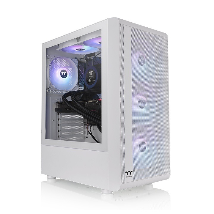 Thermaltake S200 TG ARGB Midi Tower Bianco con 3 Ventole ARGB Lite da 120 mm, Pannello in Vetro Temperato e Controllo Illuminazione