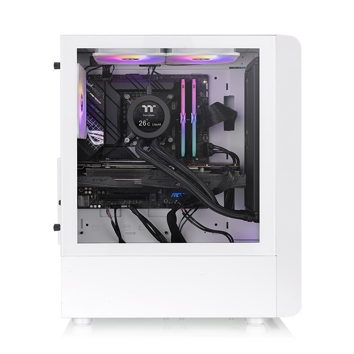 Thermaltake S200 TG ARGB Midi Tower Bianco con 3 Ventole ARGB Lite da 120 mm, Pannello in Vetro Temperato e Controllo Illuminazione