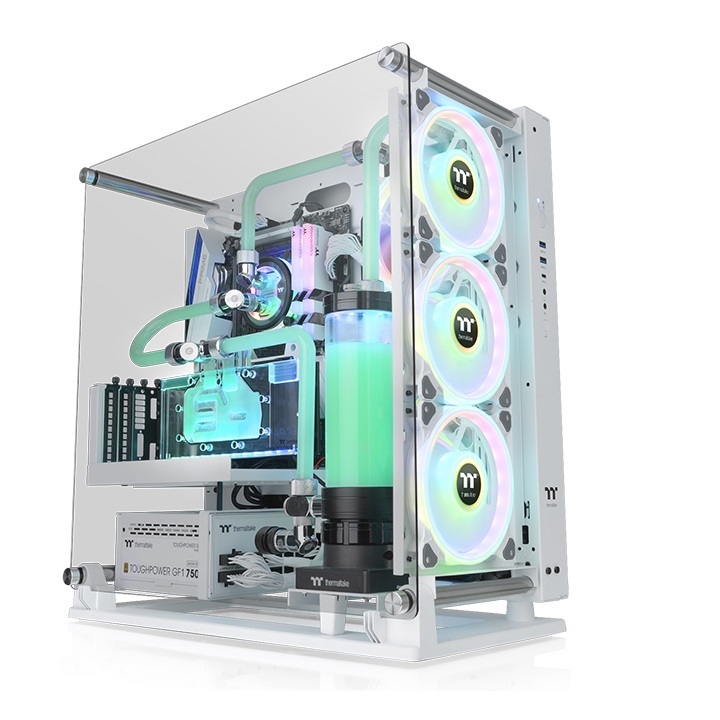 Thermaltake Core P3 TG Pro Snow White - Midi Tower PC Case Bianco con Vetro Temperato, Supporto Radiatori fino a 420 mm e Montaggio Verticale GPU