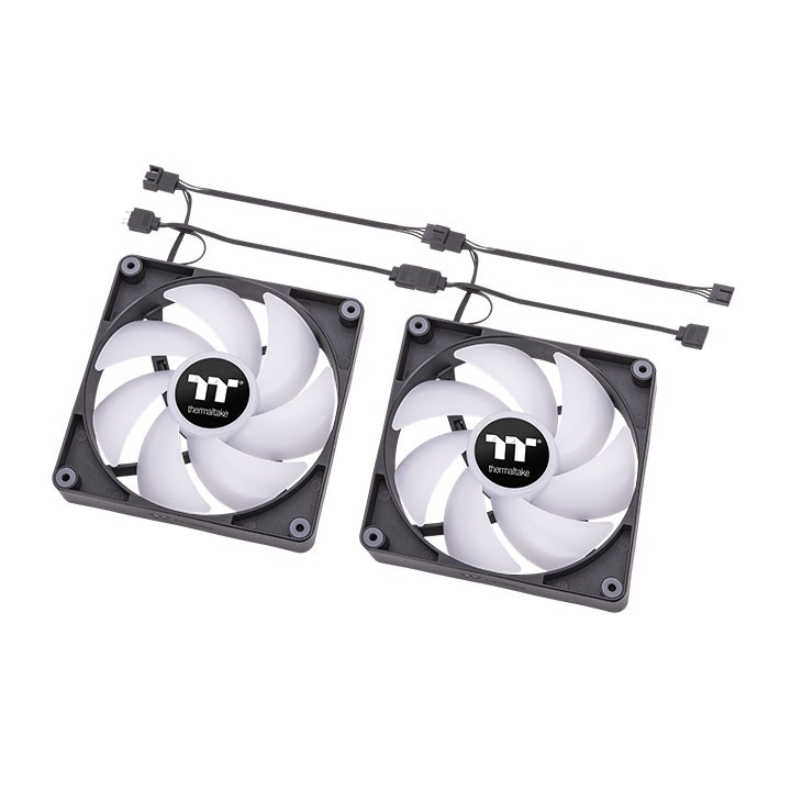 Thermaltake CT120 ARGB Sync Ventola di Raffreddamento 120mm PWM con 9 LED Indirizzabili - Nero e Bianco, 2 Pezzi