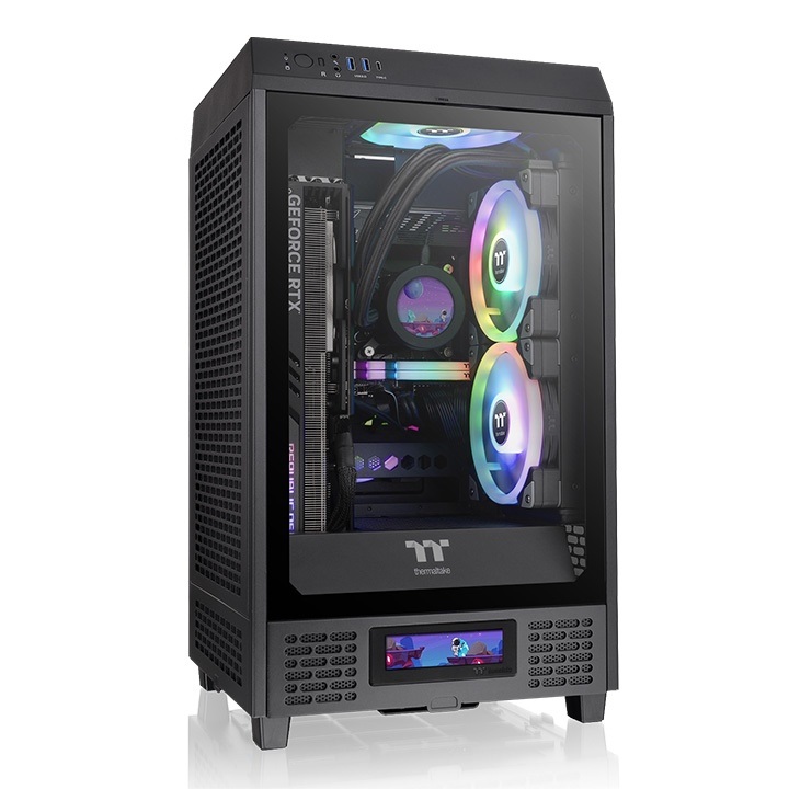 Thermaltake The Tower 200 Mini Tower Nero - Case PC Mini-ITX con Design Verticale e Vetro Temperato
