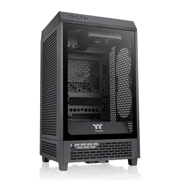 Thermaltake The Tower 200 Mini Tower Nero - Case PC Mini-ITX con Design Verticale e Vetro Temperato