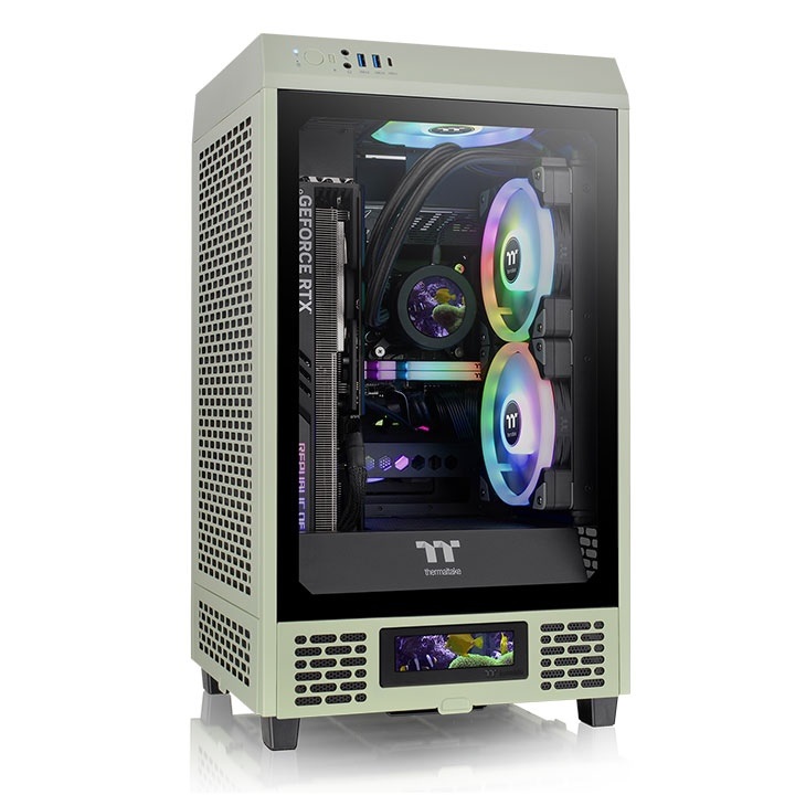 Thermaltake The Tower 200 Mini Chassis Mini-ITX Verde Matcha con Vetro Temperato e Ventole da 140 mm