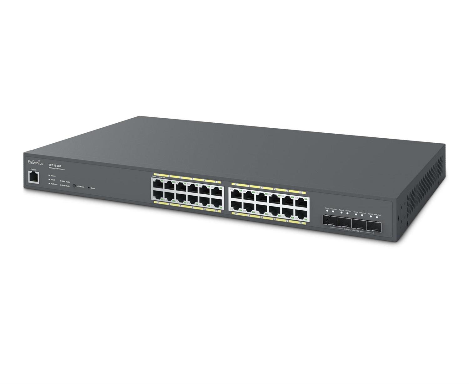 EnGenius ECS1528P Switch di Rete Gestito L2 24 Porte Gigabit Ethernet (10/100/1000) PoE 240W con 4 Porte SFP da 10Gb