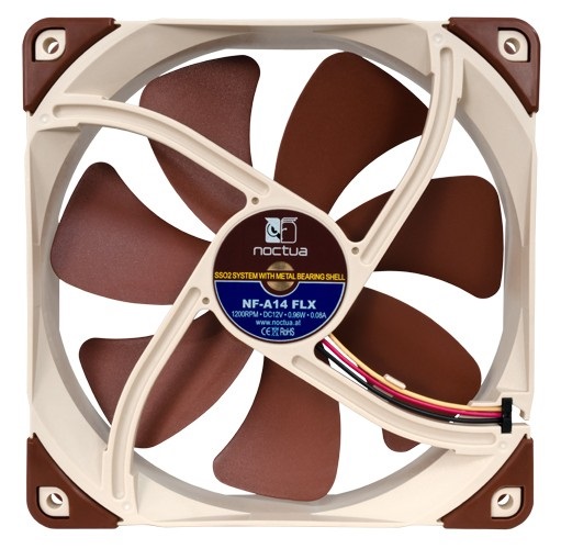 Noctua NF-A14 FLX Ventilatore Silenzioso 140 mm 3-Pin - Max 1200 Giri/min, 19,2 dB, Flusso d'aria 115,5 m³/h