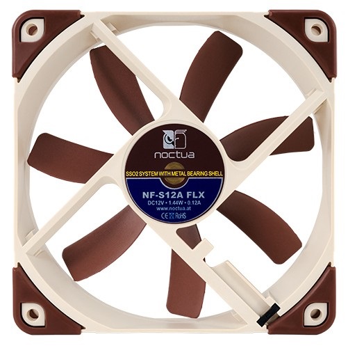 Noctua NF-S12A FLX Ventilatore Silenzioso 120 mm 3-Pin Beige e Marrone, 700-1200 Giri/min, 17,8 dB
