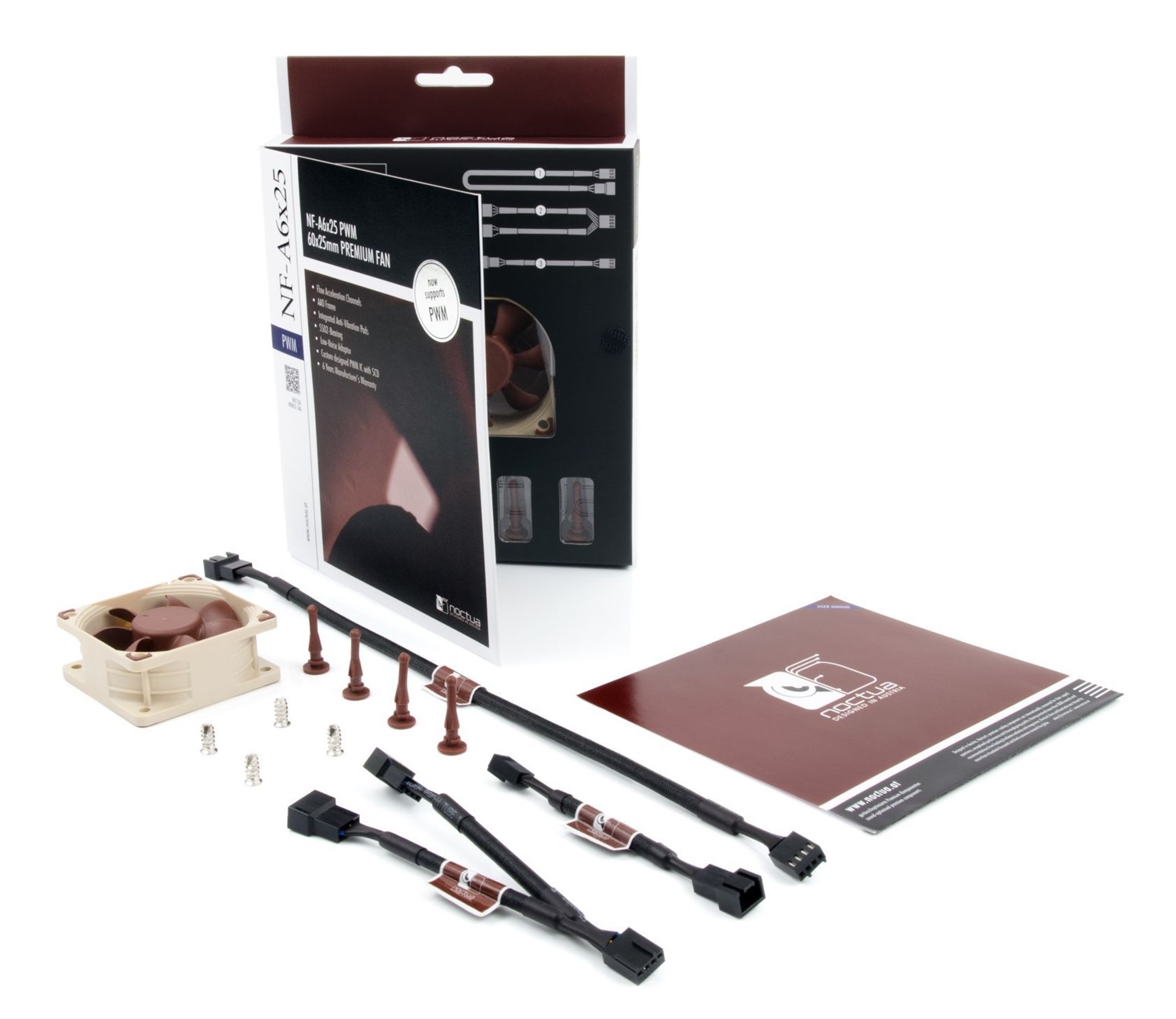 Noctua NF-A6x25 PWM Ventilatore 6 cm Beige e Marrone - 550 a 3000 Giri/min, 13,7 dB a 19,3 dB