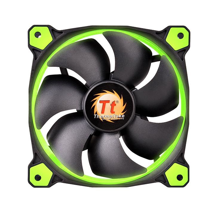 Thermaltake Riing 14 Ventilatore 14 cm con LED Verde - 1400 Giri/min, 28,1 dB, Nero e Verde