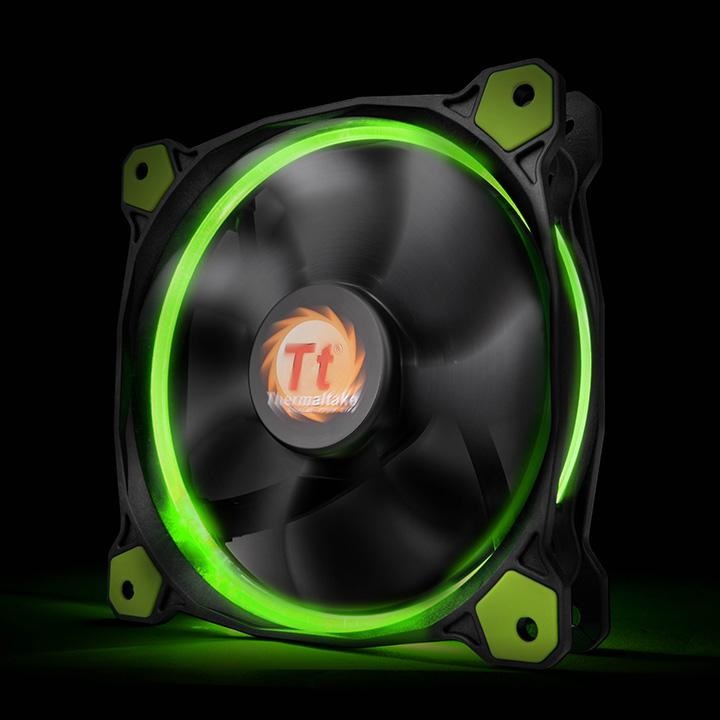 Thermaltake Riing 14 Ventilatore 14 cm con LED Verde - 1400 Giri/min, 28,1 dB, Nero e Verde