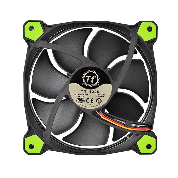 Thermaltake Riing 14 Ventilatore 14 cm con LED Verde - 1400 Giri/min, 28,1 dB, Nero e Verde