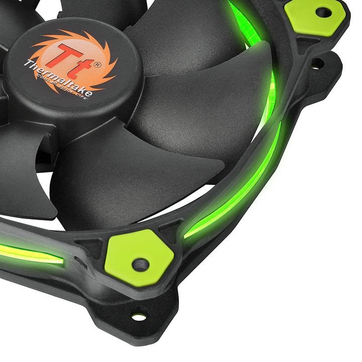 Thermaltake Riing 14 Ventilatore 14 cm con LED Verde - 1400 Giri/min, 28,1 dB, Nero e Verde