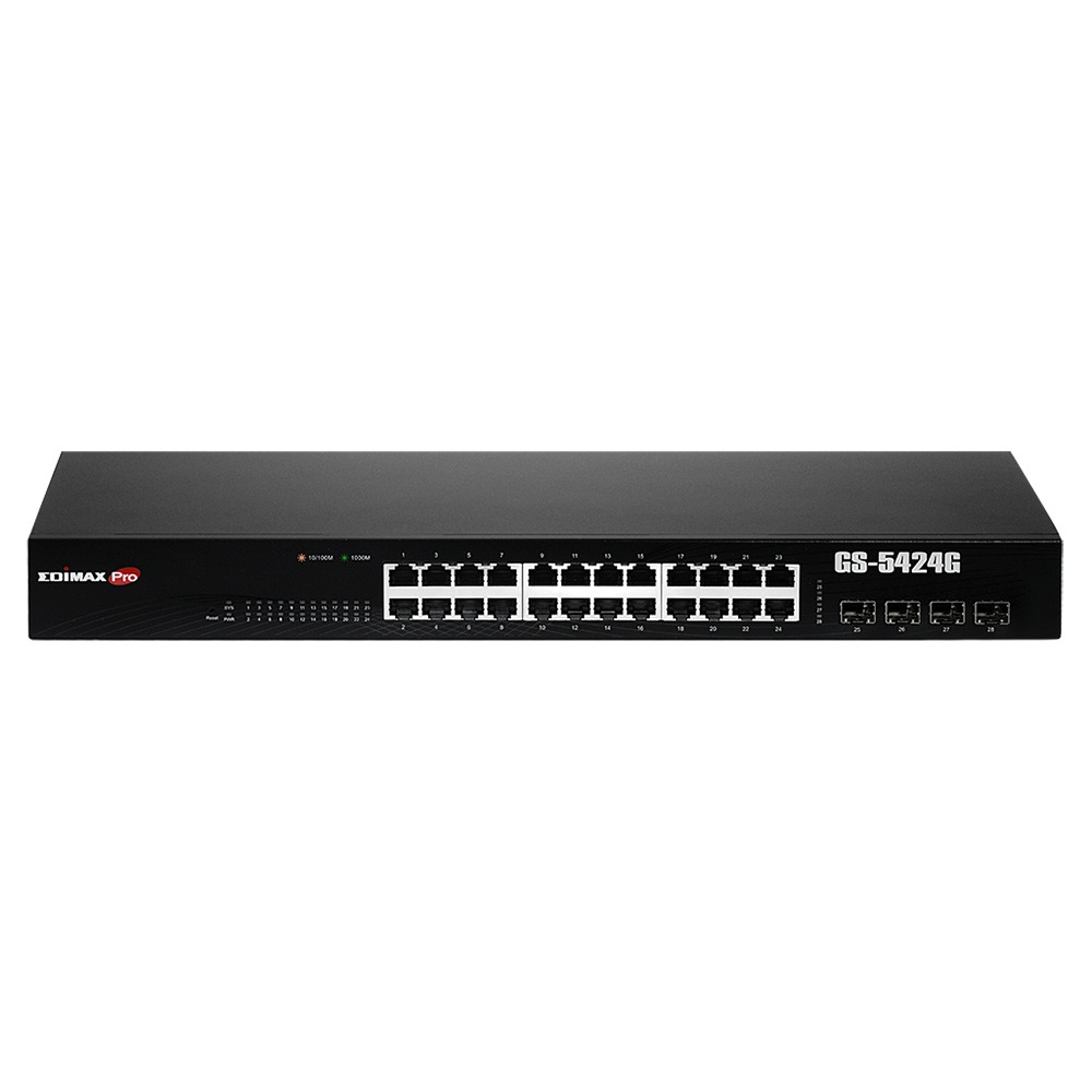 Edimax GS-5424G Switch di rete Gestito 24 Porte Gigabit Ethernet (10/100/1000) con 4 Slot SFP Montaggio Rack 1U Nero