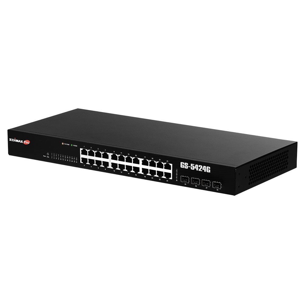 Edimax GS-5424G Switch di rete Gestito 24 Porte Gigabit Ethernet (10/100/1000) con 4 Slot SFP Montaggio Rack 1U Nero