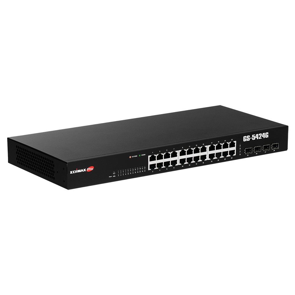 Edimax GS-5424G Switch di rete Gestito 24 Porte Gigabit Ethernet (10/100/1000) con 4 Slot SFP Montaggio Rack 1U Nero