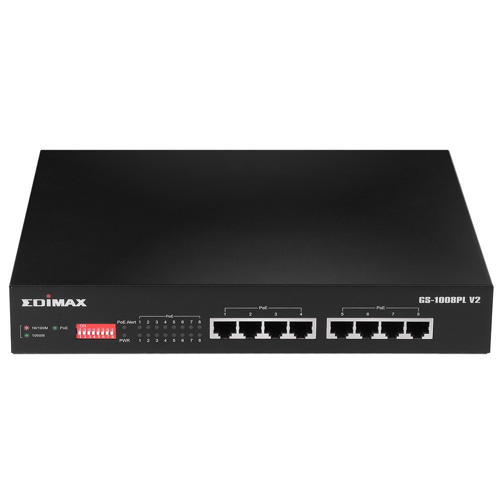 Edimax GS-1008PL V2 Switch di Rete Gestito L2 Gigabit Ethernet 8 Porte PoE Nero