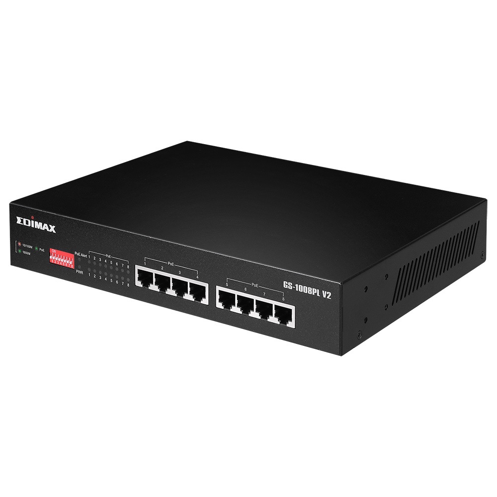 Edimax GS-1008PL V2 Switch di Rete Gestito L2 Gigabit Ethernet 8 Porte PoE Nero