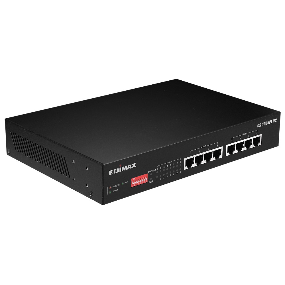 Edimax GS-1008PL V2 Switch di Rete Gestito L2 Gigabit Ethernet 8 Porte PoE Nero