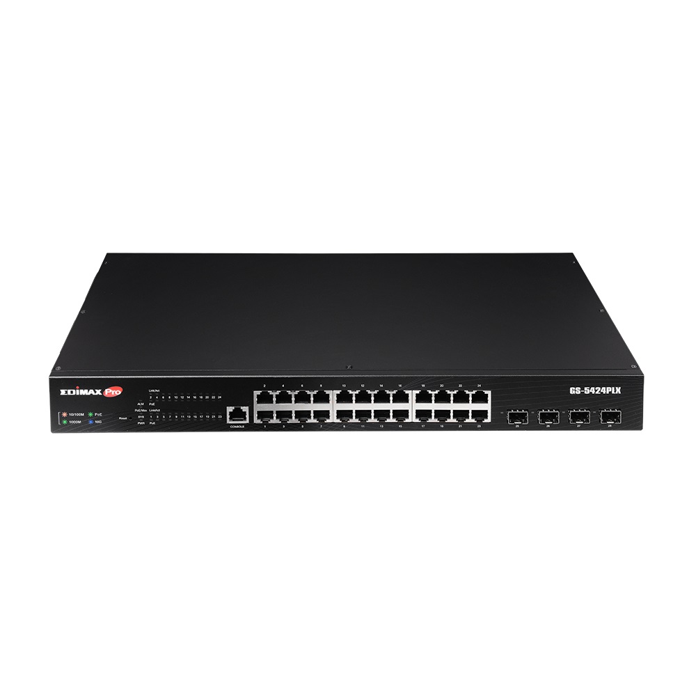 Edimax GS-5424PLX Switch di Rete Gestito L2 Gigabit Ethernet 24 Porte PoE 10/100/1000 Montaggio Rack 1U Nero
