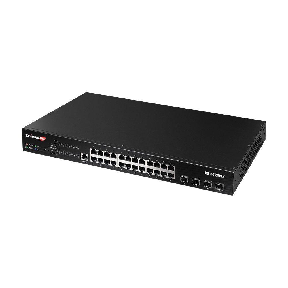 Edimax GS-5424PLX Switch di Rete Gestito L2 Gigabit Ethernet 24 Porte PoE 10/100/1000 Montaggio Rack 1U Nero