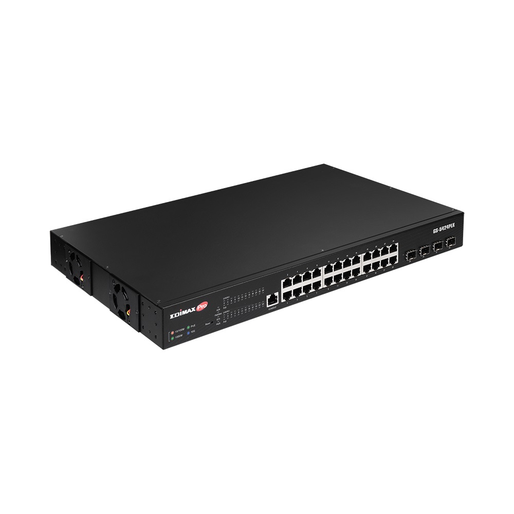 Edimax GS-5424PLX Switch di Rete Gestito L2 Gigabit Ethernet 24 Porte PoE 10/100/1000 Montaggio Rack 1U Nero