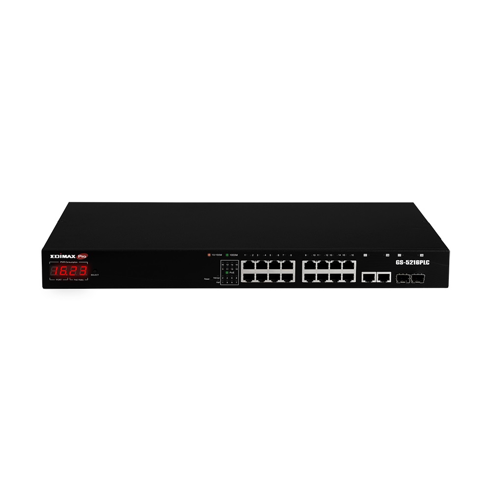 Edimax GS-5216PLC Switch di Rete Gestito Gigabit Ethernet 16 Porte RJ-45 PoE Nero