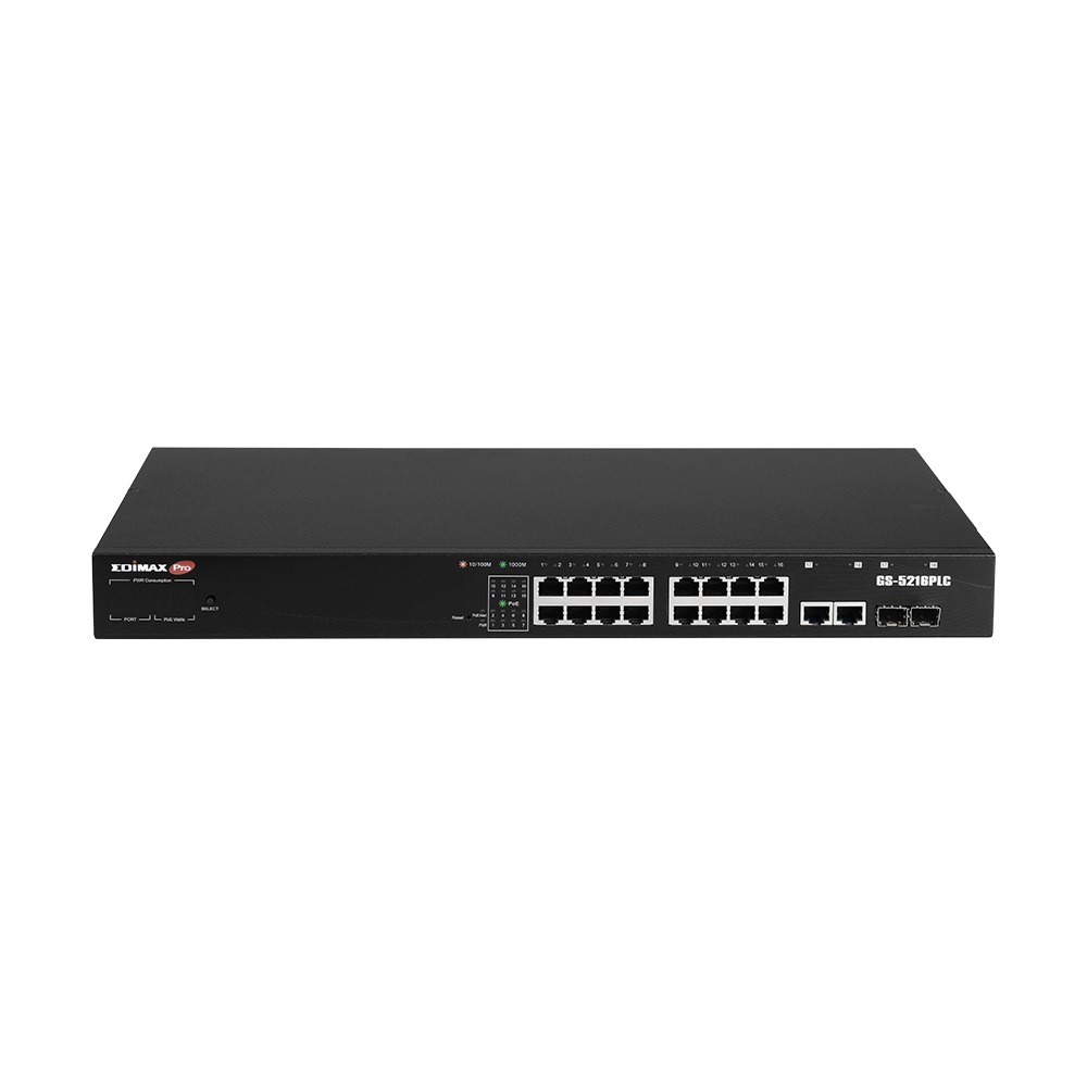 Edimax GS-5216PLC Switch di Rete Gestito Gigabit Ethernet 16 Porte RJ-45 PoE Nero
