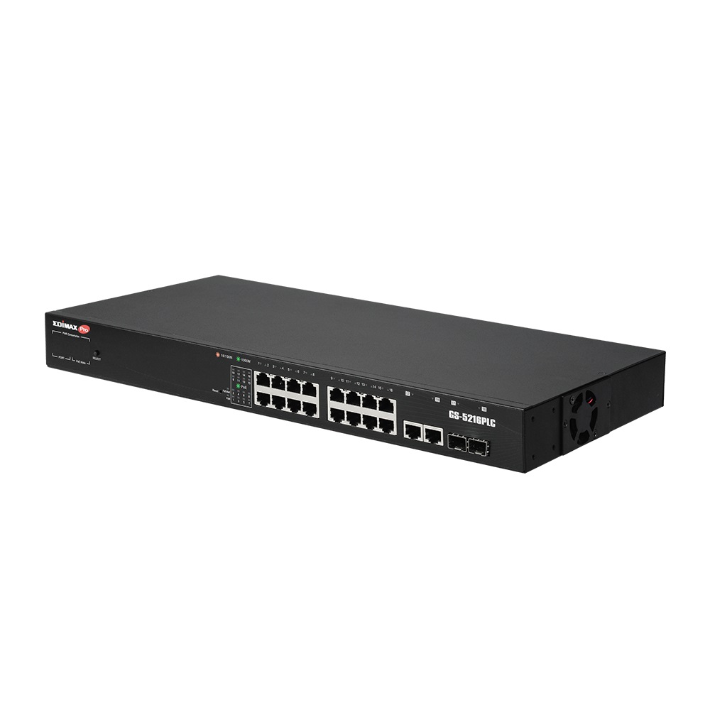 Edimax GS-5216PLC Switch di Rete Gestito Gigabit Ethernet 16 Porte RJ-45 PoE Nero