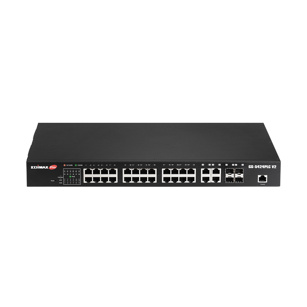 Edimax GS-5424PLC V2 Switch di Rete Gestito Gigabit Ethernet 28 Porte RJ-45 PoE 4 Porte SFP 1U Nero