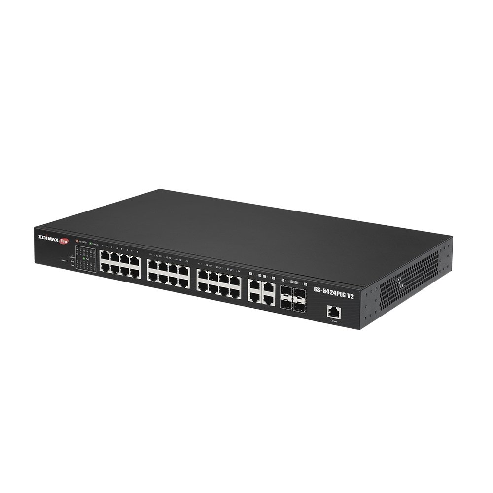 Edimax GS-5424PLC V2 Switch di Rete Gestito Gigabit Ethernet 28 Porte RJ-45 PoE 4 Porte SFP 1U Nero