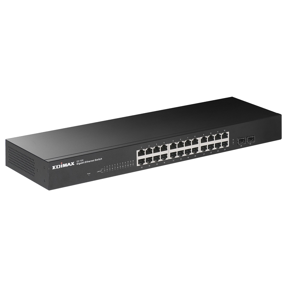 Edimax GS-1026 V3 Switch di Rete Non Gestito 26 Porte Gigabit Ethernet con 2 Porte SFP - Nero