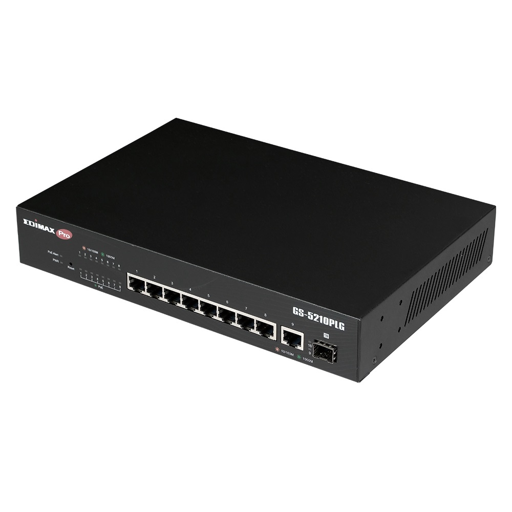 Edimax GS-5210PLG Switch Gestito 10 Porte Gigabit Ethernet PoE con 1 Porta SFP - Nero