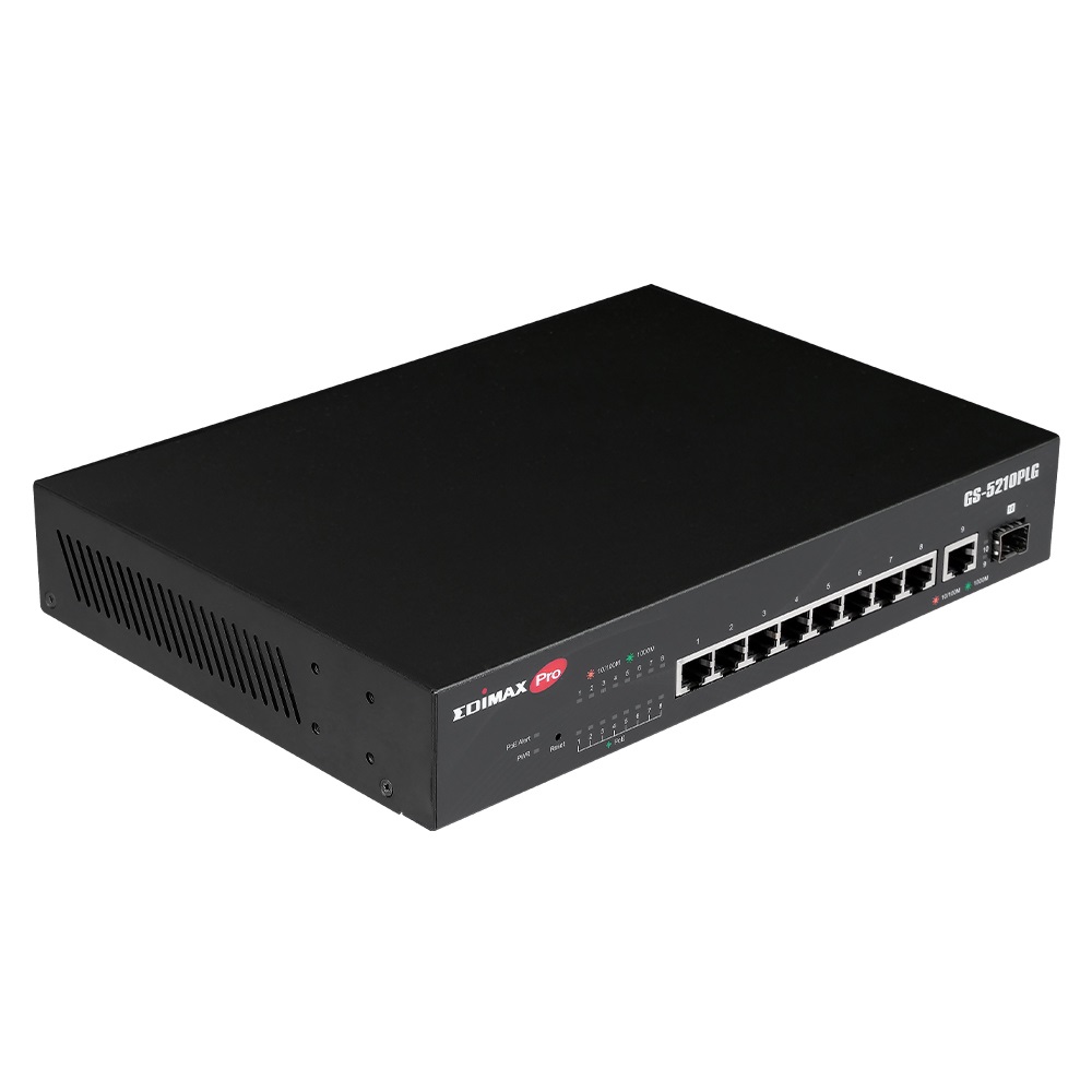 Edimax GS-5210PLG Switch Gestito 10 Porte Gigabit Ethernet PoE con 1 Porta SFP - Nero