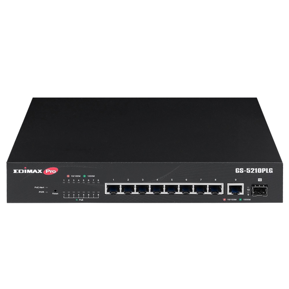 Edimax GS-5210PLG Switch Gestito 10 Porte Gigabit Ethernet PoE con 1 Porta SFP - Nero