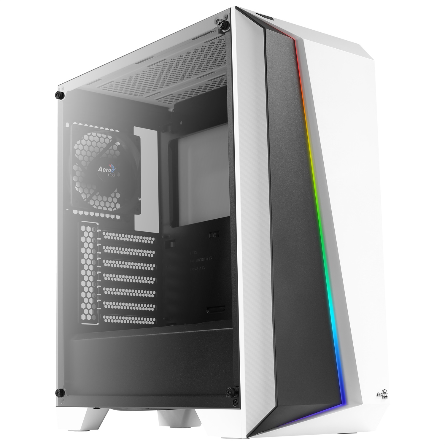 Aerocool Cylon Pro Midi Tower Bianco con Vetro Temperato - Supporto ATX, micro ATX, Mini-ITX