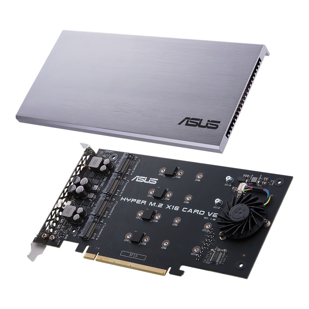 ASUS HYPER M.2 X16 CARD V2 - Scheda di Espansione PCIe 3.0 M.2, 128 Gbit/s, Compatibile con NVMe e RAID, 202 mm x 13 mm
