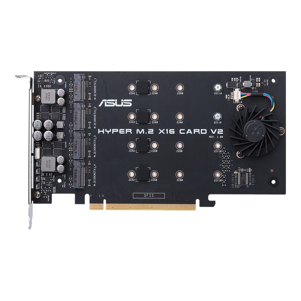 ASUS HYPER M.2 X16 CARD V2 - Scheda di Espansione PCIe 3.0 M.2, 128 Gbit/s, Compatibile con NVMe e RAID, 202 mm x 13 mm
