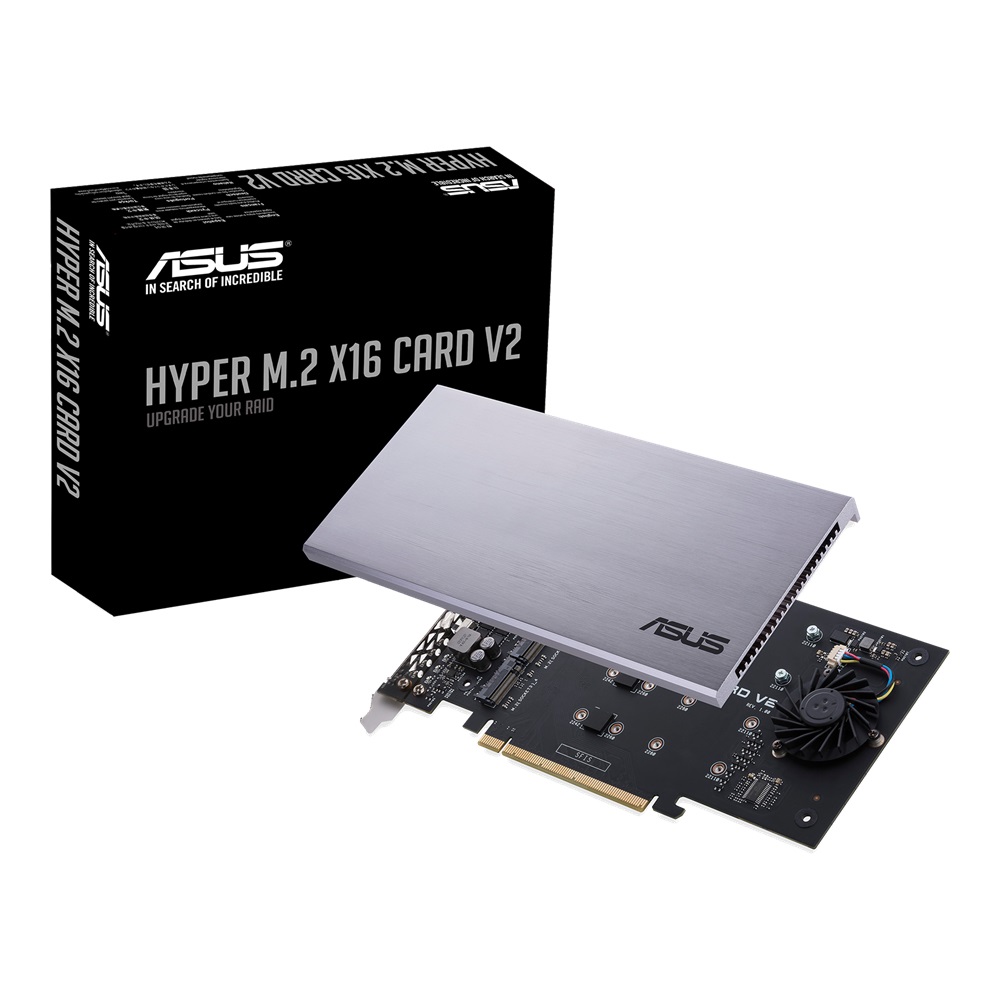 ASUS HYPER M.2 X16 CARD V2 - Scheda di Espansione PCIe 3.0 M.2, 128 Gbit/s, Compatibile con NVMe e RAID, 202 mm x 13 mm