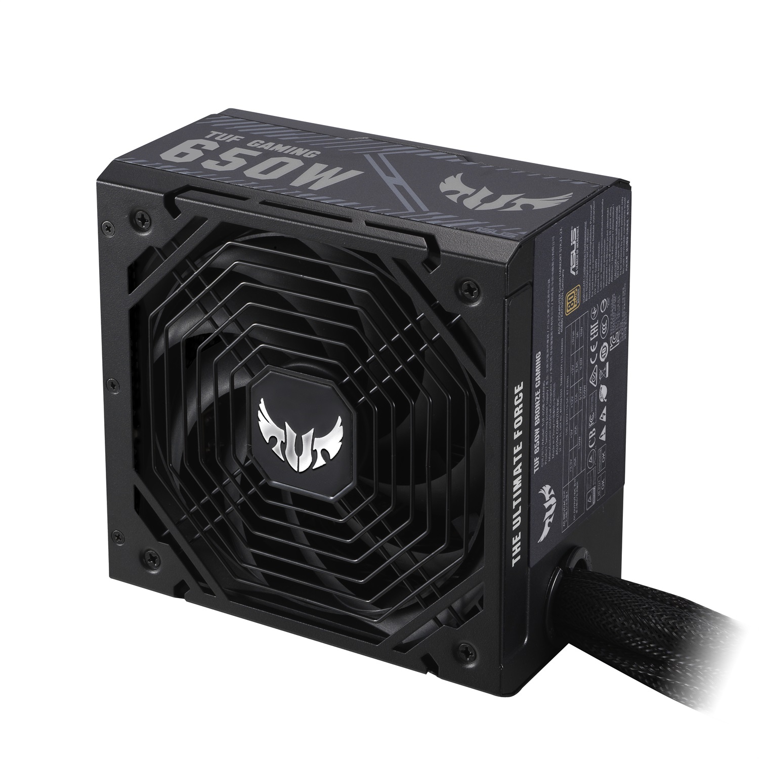 ASUS TUF-GAMING-650B Alimentatore 650W 80 PLUS Bronze con Ventola Axial Tech, Certificazione Military Grade, Tecnologia 0dB e Cavi Sleevati