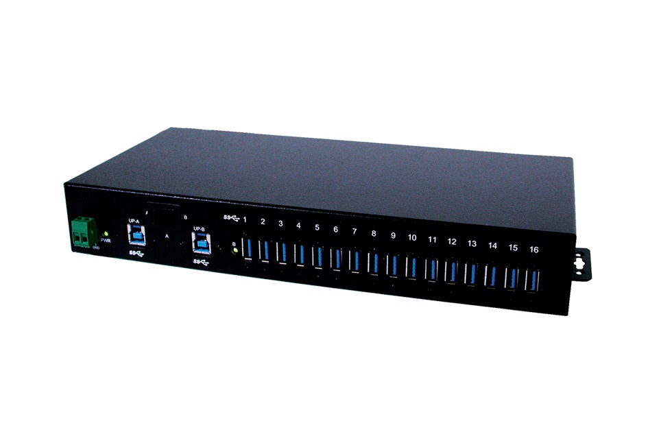 EXSYS EX-1116HMVS Hub USB 3.2 Gen 1 Esterno a 16 Porte con Velocità di Trasferimento Dati 5000 Mbit/s e Protezione da Sovratensione