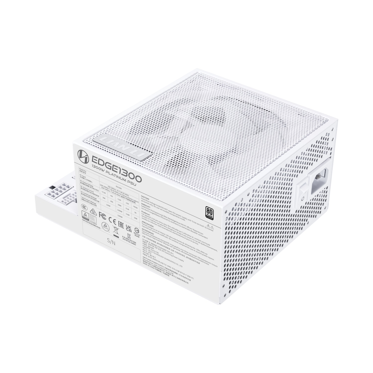 Lian Li Alimentatore EDGE EG0850 850W 80 PLUS Platinum ATX 3.1 Bianco con 2 Connettori PCIe