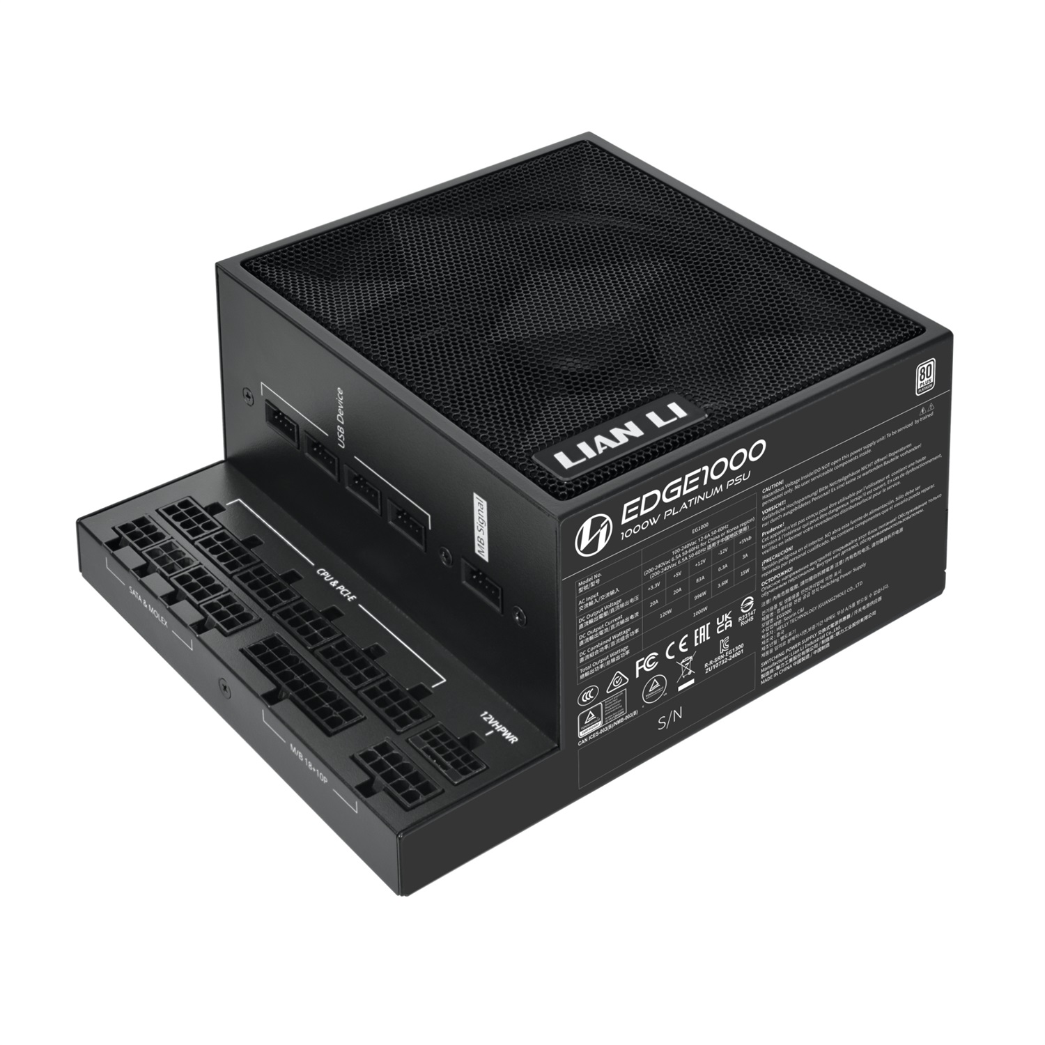 Lian Li EDGE EG1000 Alimentatore 1000 W 80 PLUS Platinum PCIe 5.1 ATX 3.1 Nero