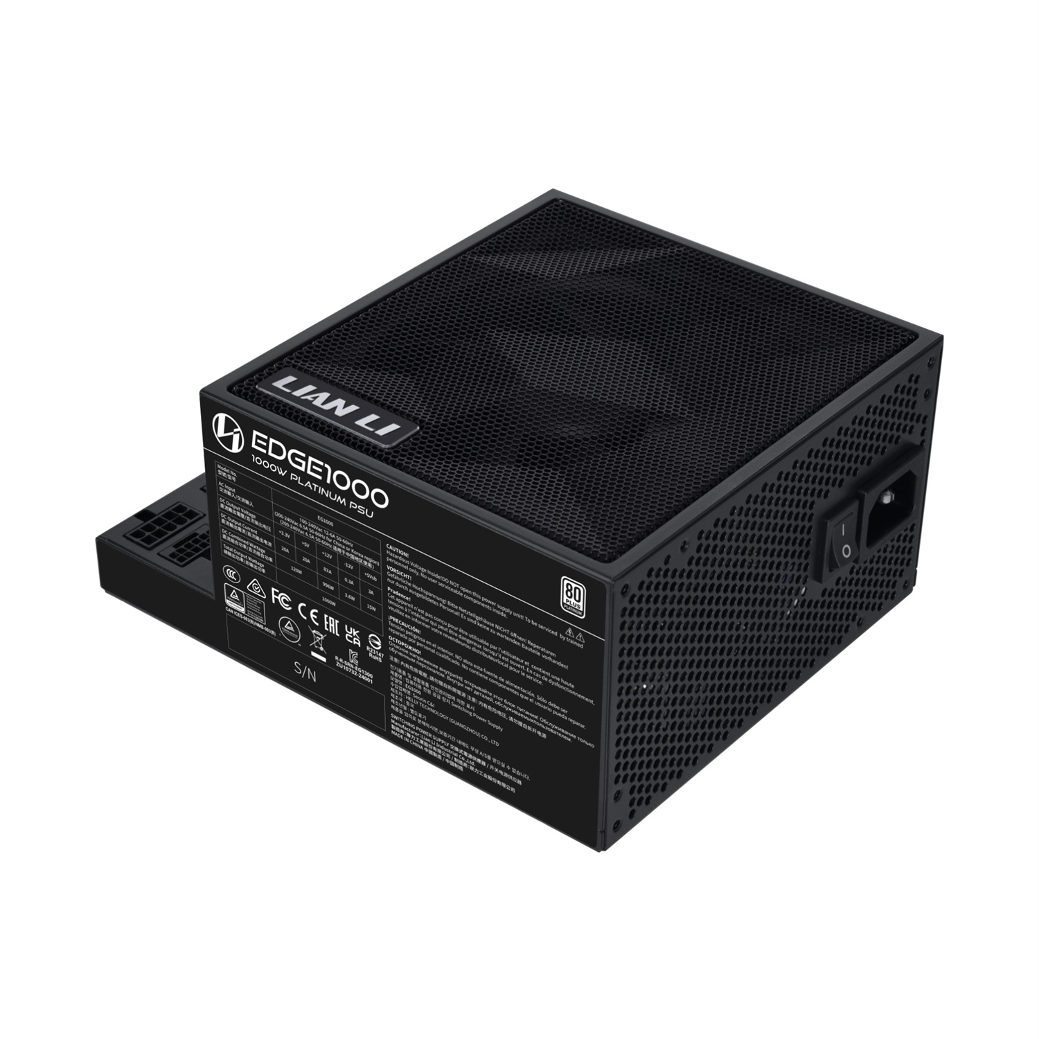 Lian Li EDGE EG1000 Alimentatore 1000 W 80 PLUS Platinum PCIe 5.1 ATX 3.1 Nero
