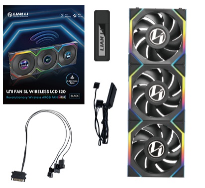 Lian Li UNI FAN SL Wireless LCD 120mm Ventilatore ARGB PWM Kit da 3 - Nero
