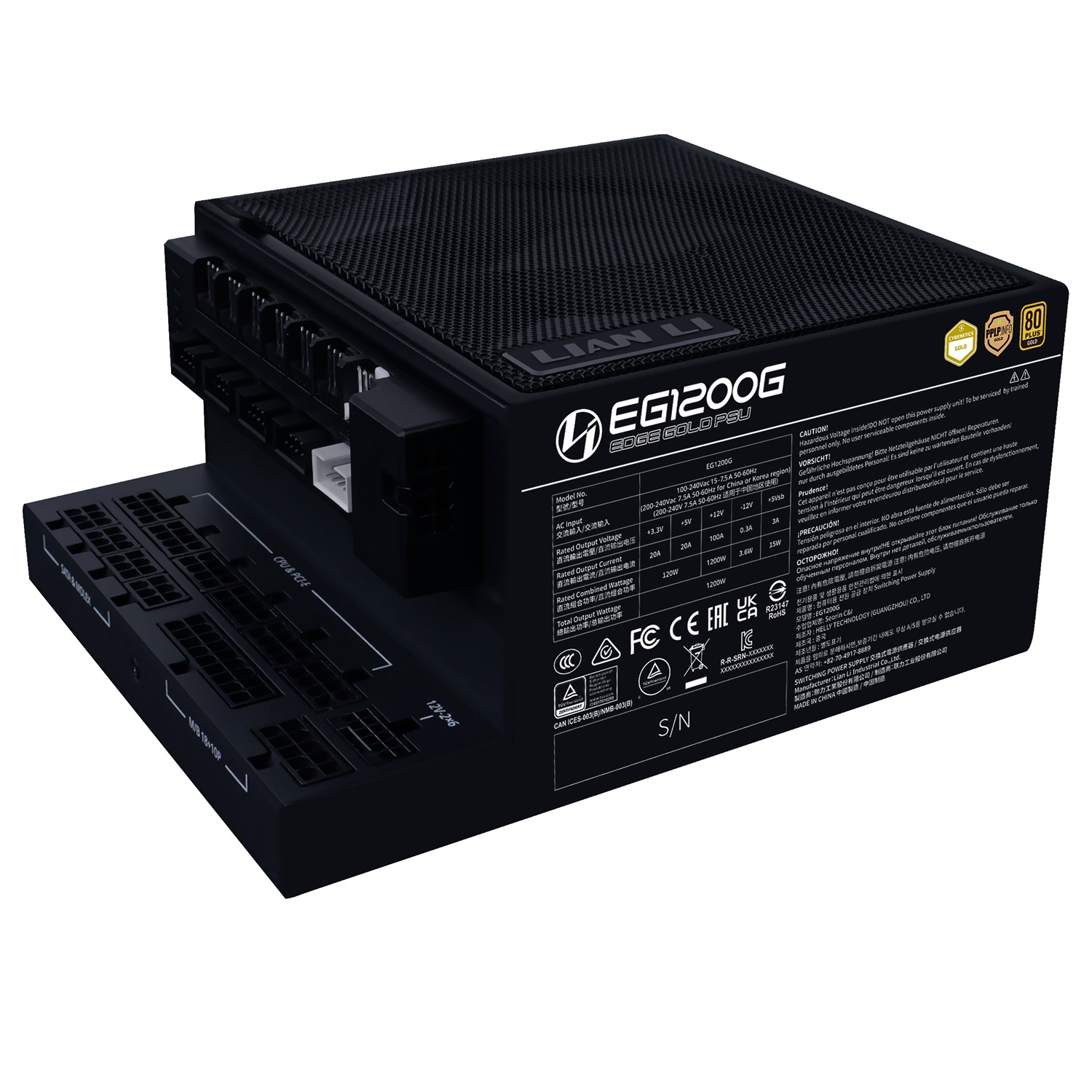 Lian Li EG1200G Alimentatore 1200W 80 PLUS Gold ATX 3.1 Nero con PCIe 5.1