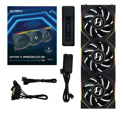 Lian Li Ventole UNI FAN TL Wireless LCD 120mm ARGB PWM Kit da 3 - Nero