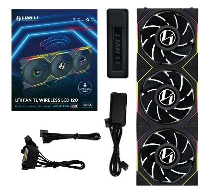 Lian Li UNI FAN TL Wireless LCD Ventilatore 120mm ARGB PWM Kit da 3 Nero